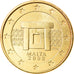 Malta, Euro Cent, 2008, ZF, Golden brass, KM:New