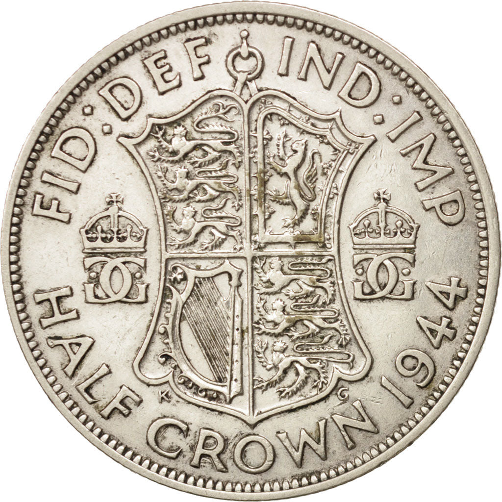 Great Britain, George VI, 1/2 Crown, 1944, AU(50-53), Silver, KM:856