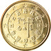 Portugal, Euro Cent, 2002, MBC+, Golden brass, KM:New