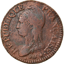Moneta, Francia, Dupré, 5 Centimes, 1796, Lyon, MB, Bronzo, KM:640.5