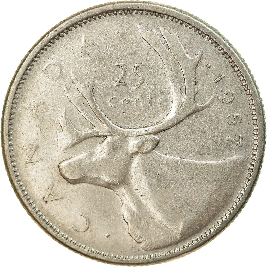 Coin, Canada, Elizabeth II, 25 Cents, 1957, Royal Canadian Mint, Ottawa