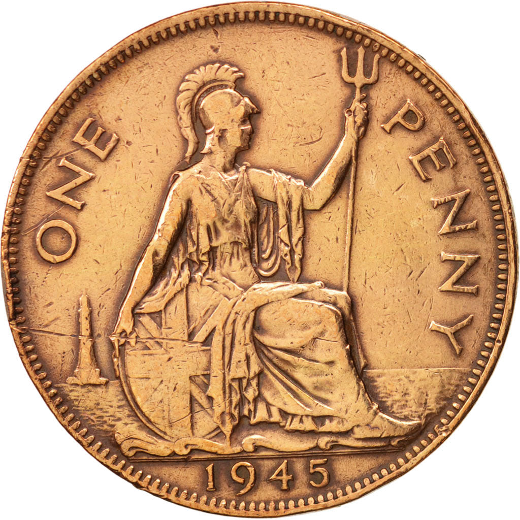 Great Britain, George VI, Penny, 1945, EF(40-45), Bronze, KM:845