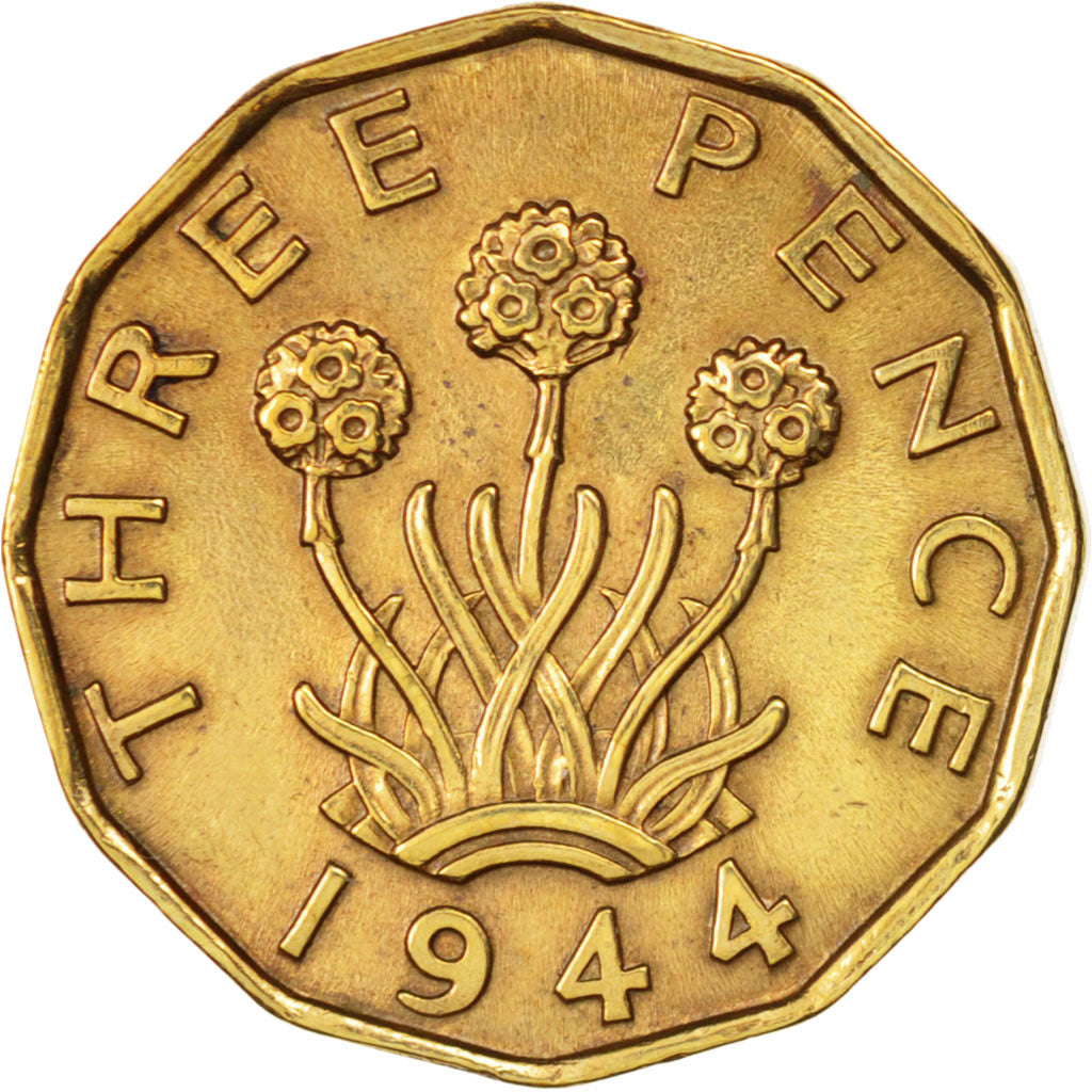 Grande-Bretagne, George VI, 3 Pence, 1944, TTB+, Nickel-brass, KM:849