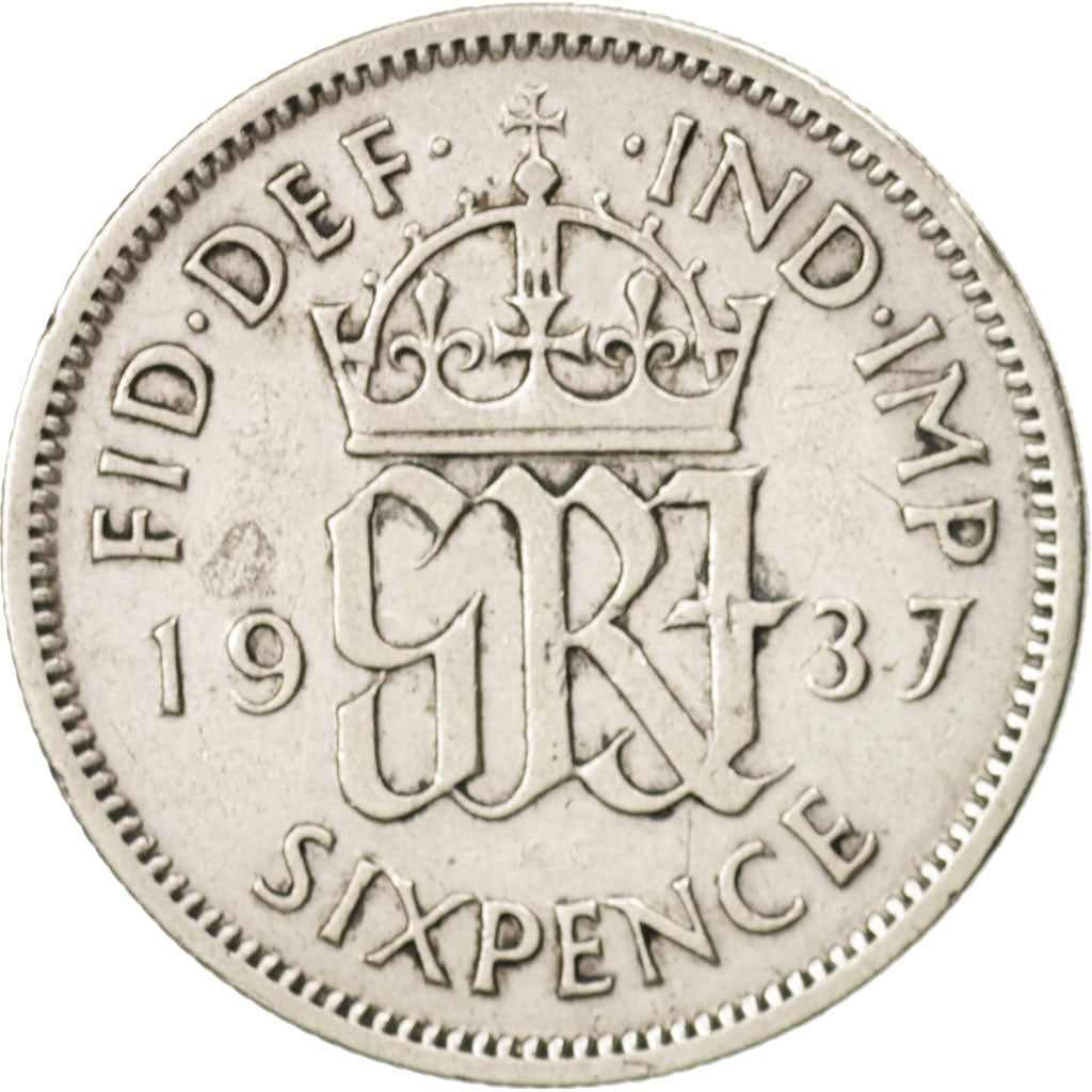 Great Britain, George VI, 6 Pence, 1937, EF(40-45), Silver, KM:852