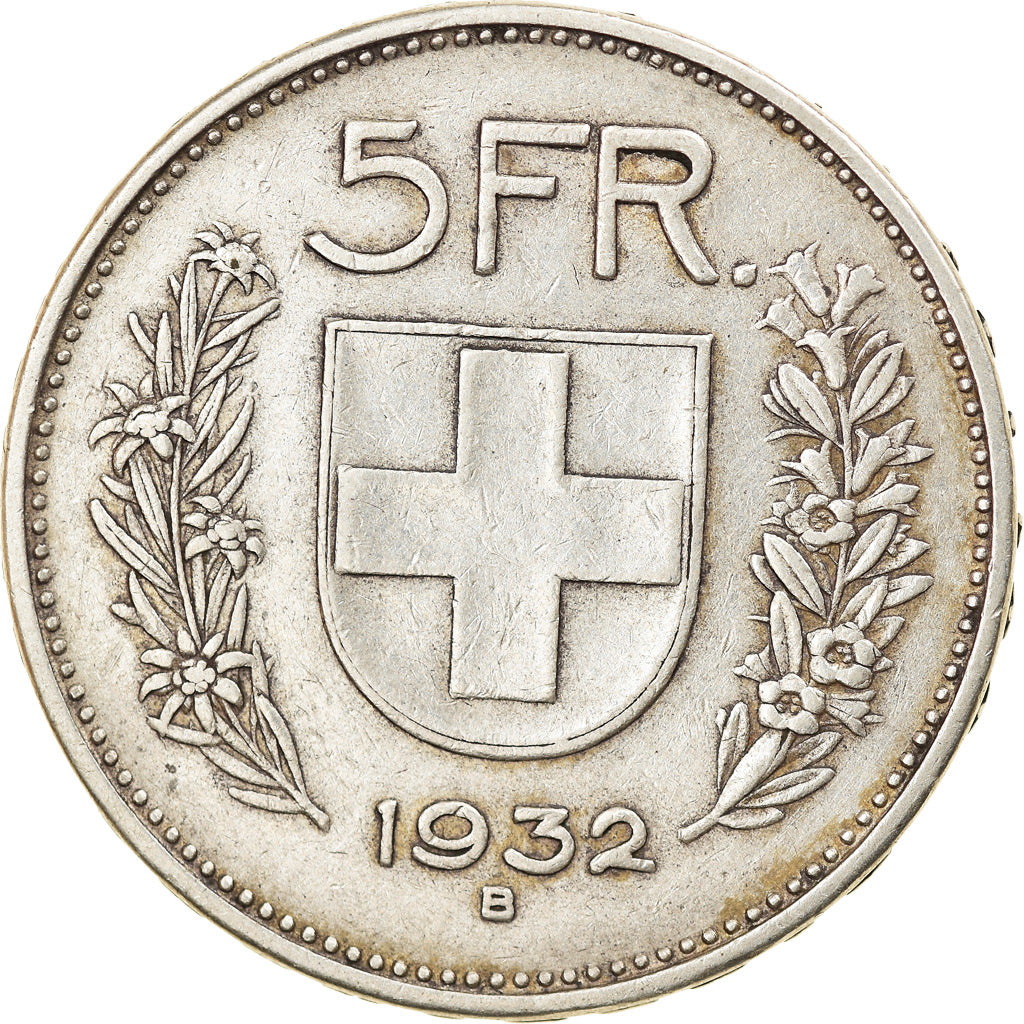 Coin, Switzerland, 5 Francs, 1932, Bern, EF(40-45), Silver, KM:40