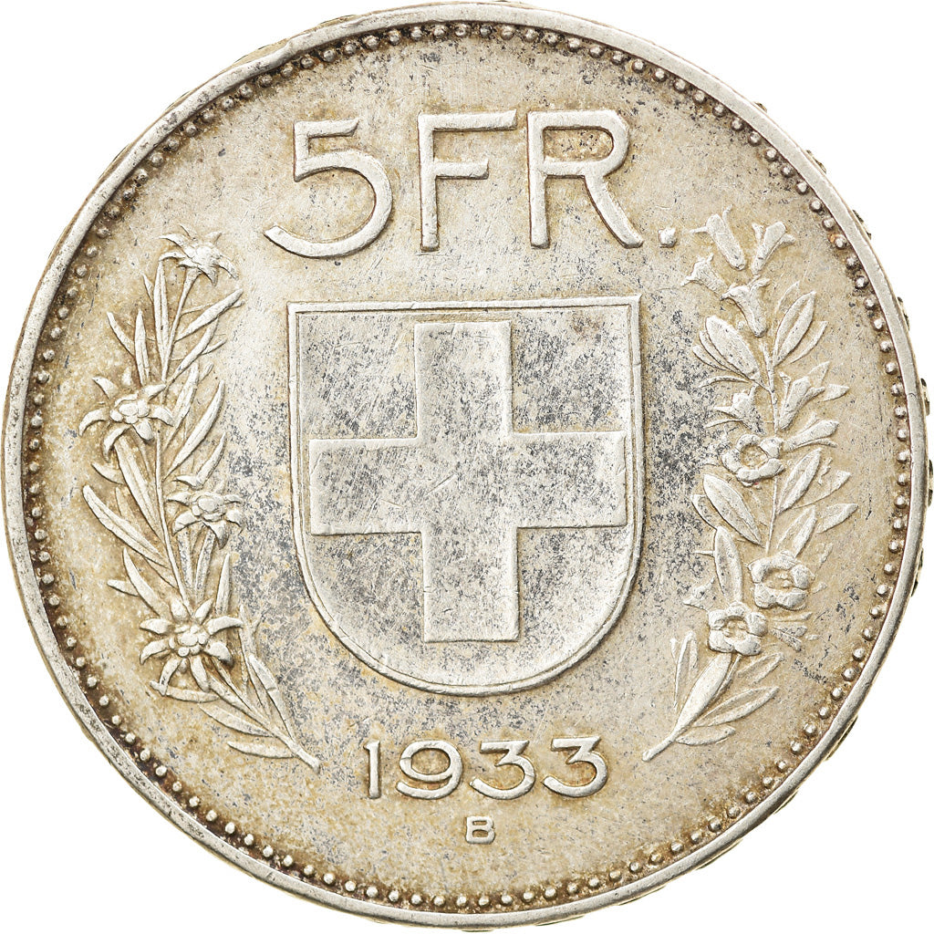 Coin, Switzerland, 5 Francs, 1933, Bern, EF(40-45), Silver, KM:40