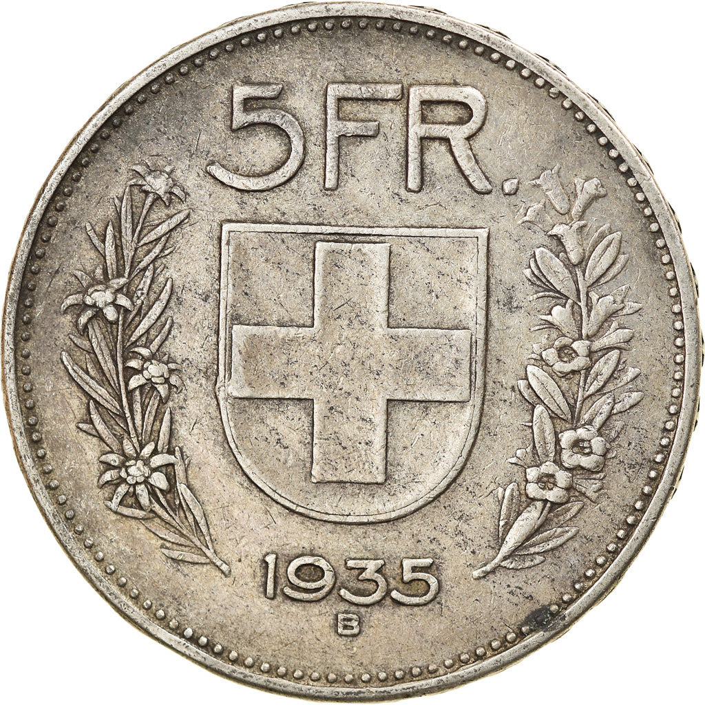 Coin, Switzerland, 5 Francs, 1935, Bern, EF(40-45), Silver, KM:40