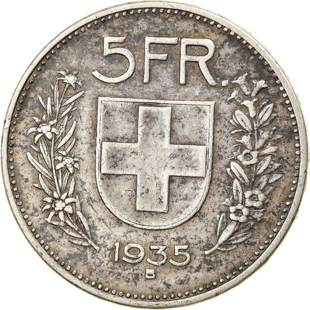 Coin, Switzerland, 5 Francs, 1935, Bern, EF(40-45), Silver, KM:40