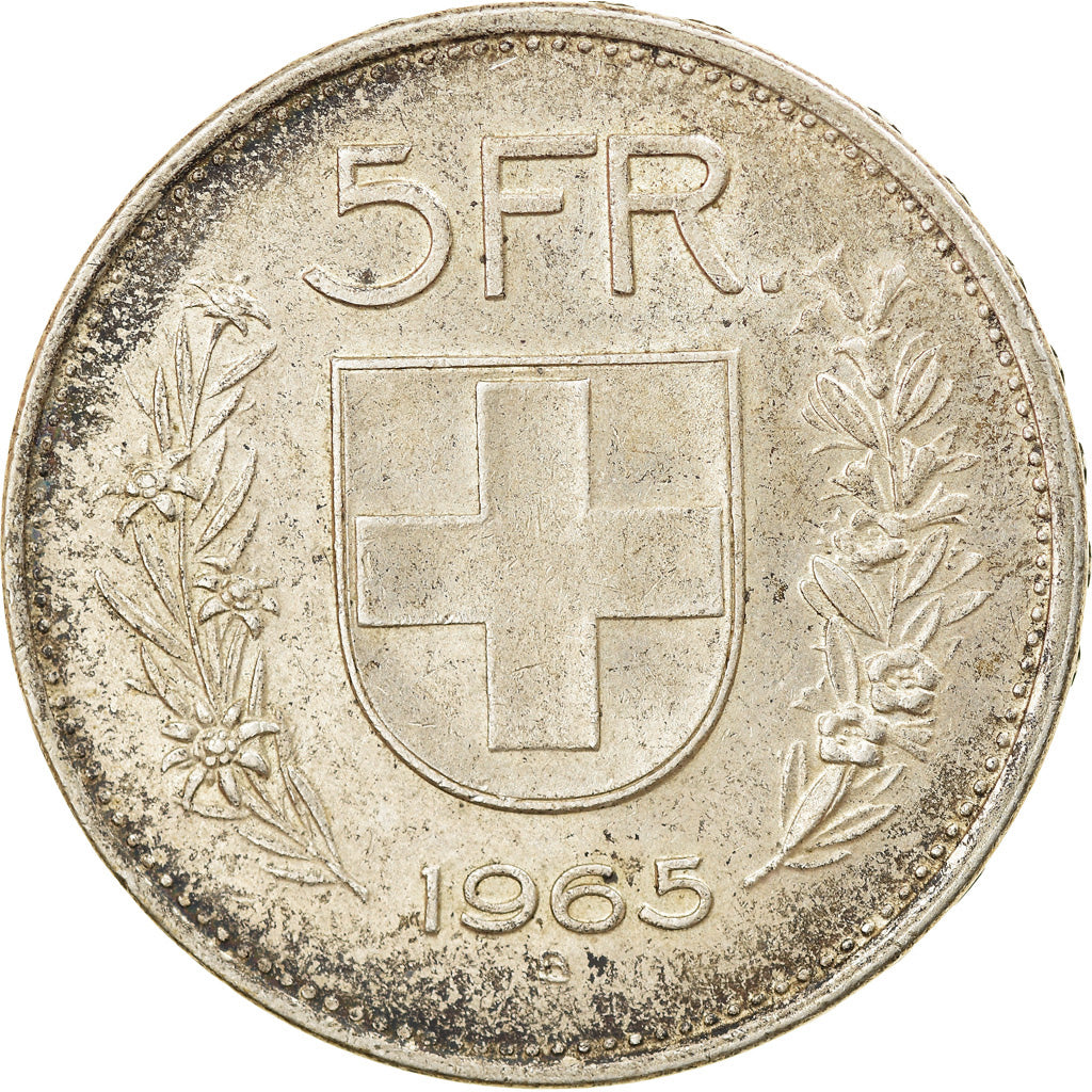 Coin, Switzerland, 5 Francs, 1965, Bern, EF(40-45), Silver, KM:40