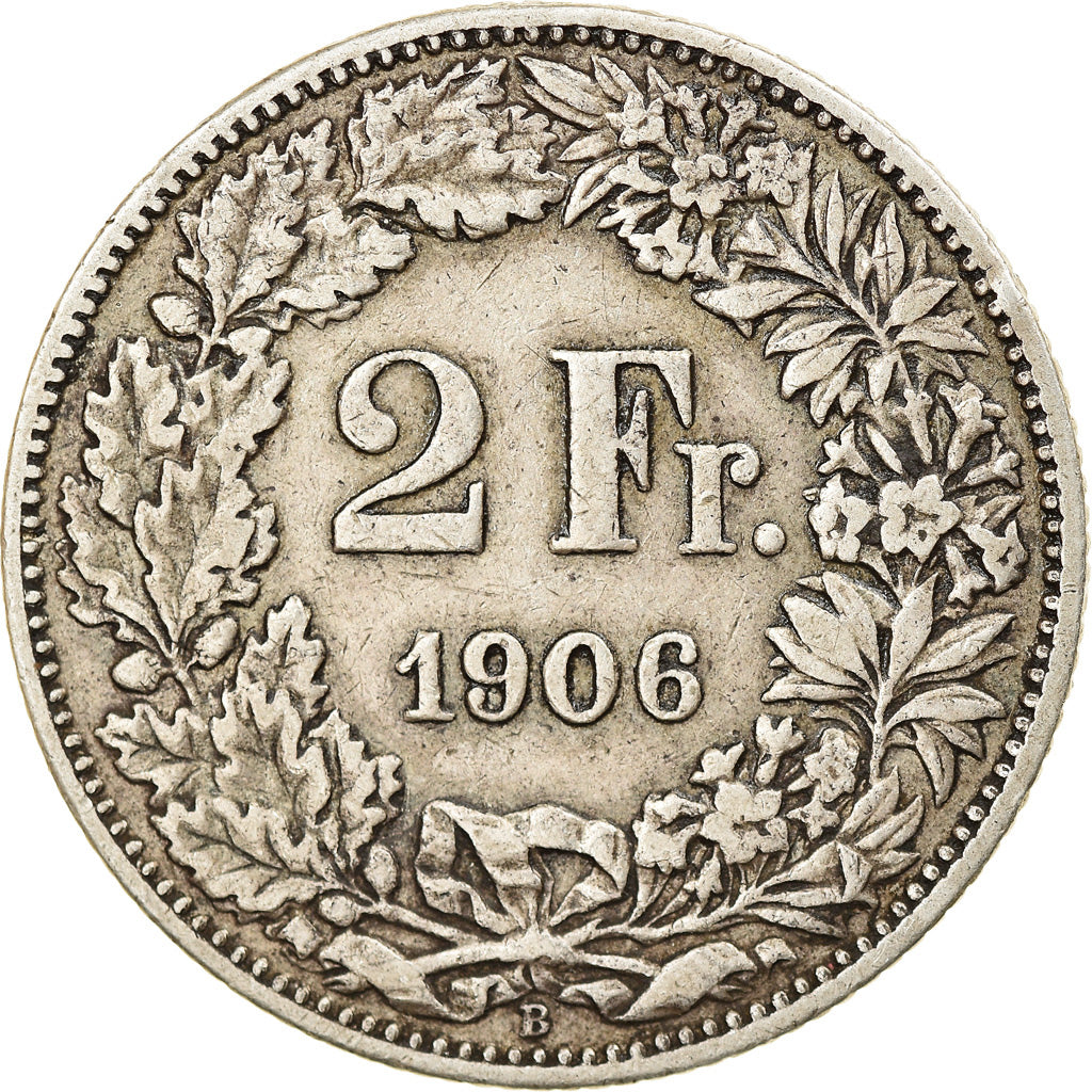 Coin, Switzerland, 2 Francs, 1906, Bern, EF(40-45), Silver, KM:21