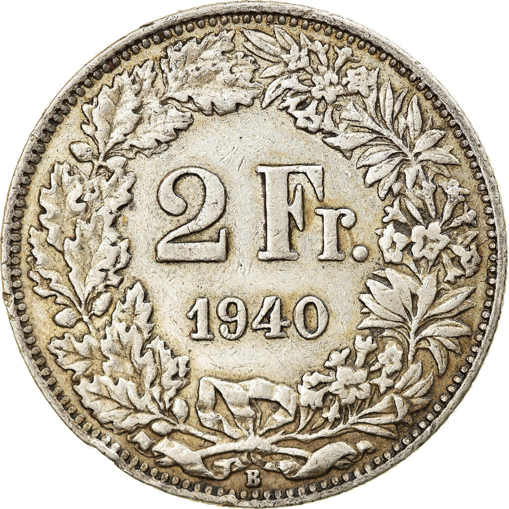 Coin, Switzerland, 2 Francs, 1940, Bern, EF(40-45), Silver, KM:21