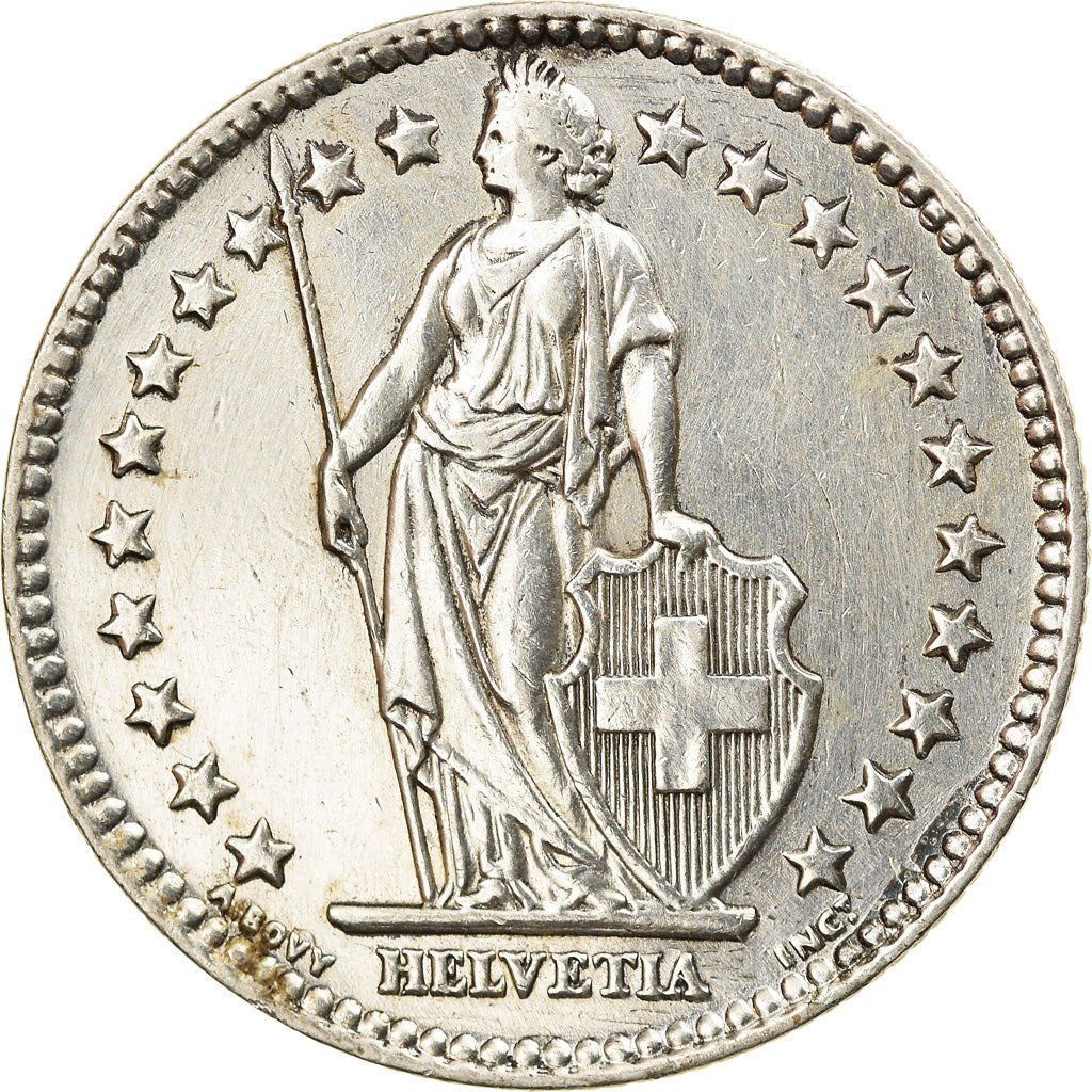 Coin, Switzerland, 2 Francs, 1955, Bern, AU(50-53), Silver, KM:21