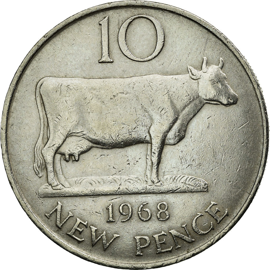 Monnaie, Guernsey, Elizabeth II, 10 New Pence, 1968, TTB+, Copper-nickel, KM:24