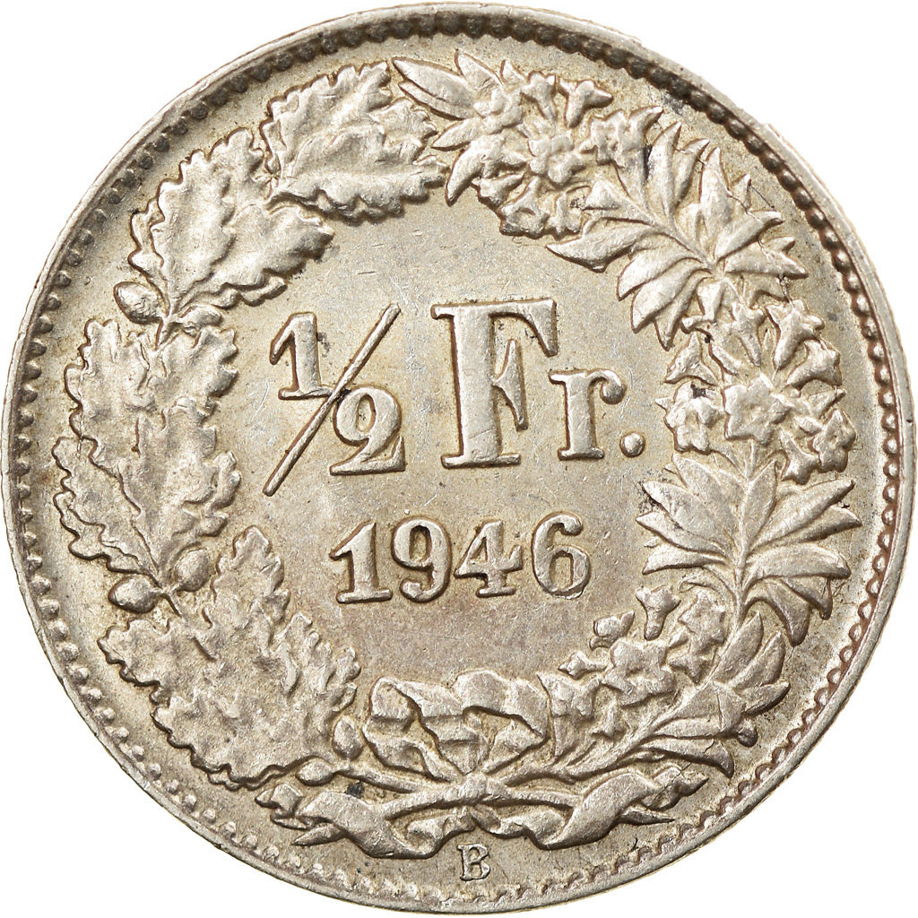 Coin, Switzerland, 1/2 Franc, 1946, Bern, AU(50-53), Silver, KM:23