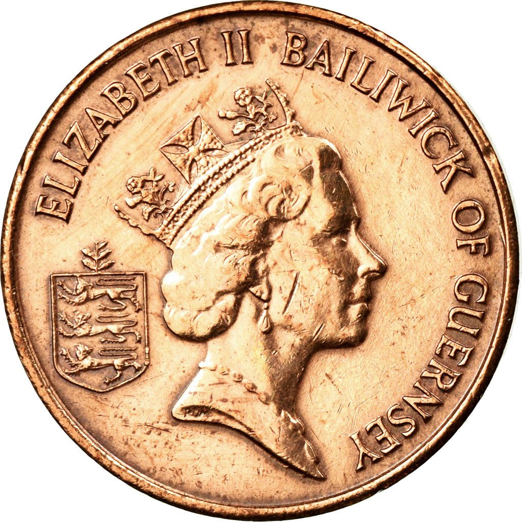 Coin, Guernsey, Elizabeth II, Penny, 1986, AU(50-53), Bronze, KM:40