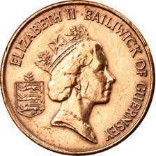 Moneta, Guernsey, Elizabeth II, Penny, 1986, AU(50-53), Bronze, KM:40