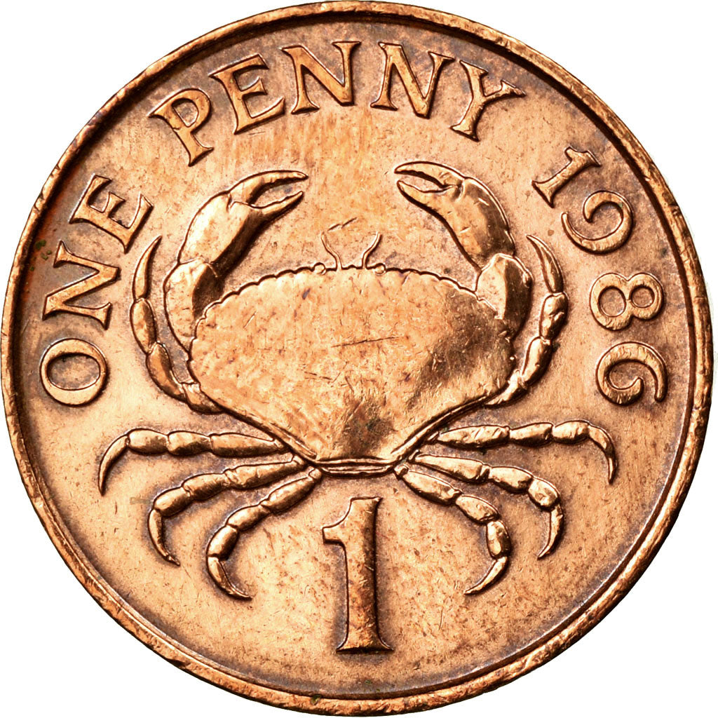 Coin, Guernsey, Elizabeth II, Penny, 1986, AU(50-53), Bronze, KM:40