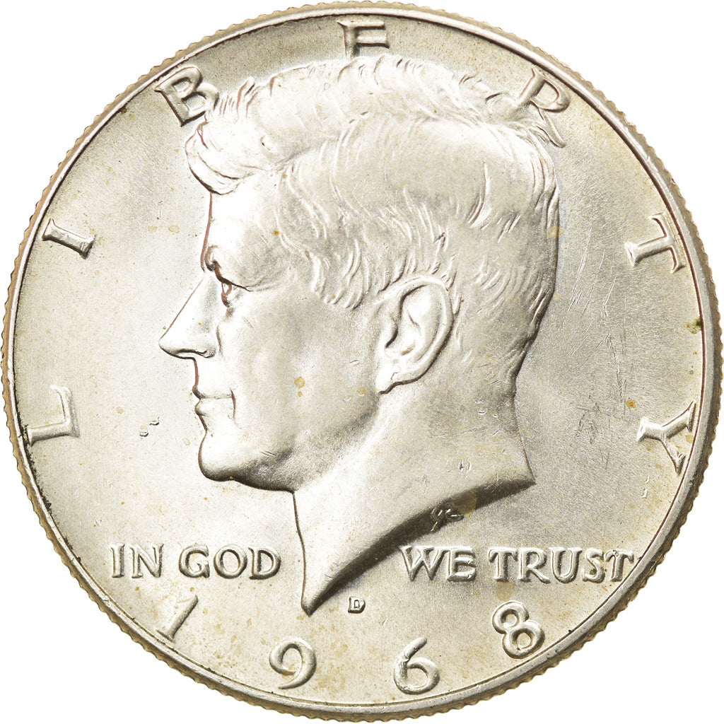 Coin, United States, Kennedy Half Dollar, Half Dollar, 1968, U.S. Mint, Denver
