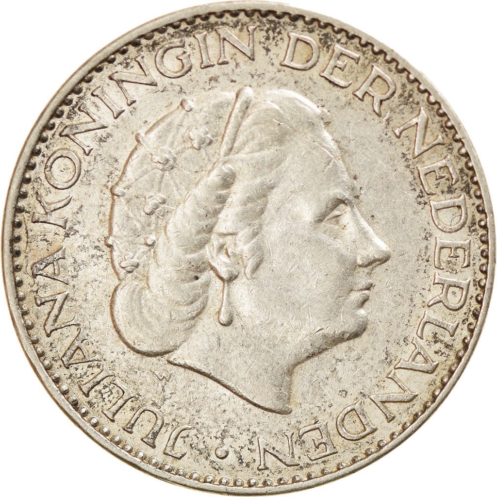Coin, Netherlands, Juliana, Gulden, 1955, EF(40-45), Silver, KM:184