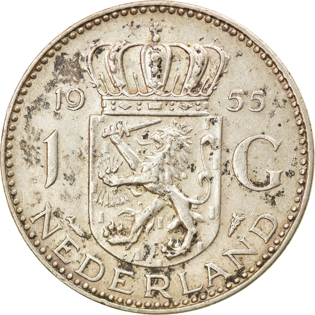 Münze, Niederlande, Juliana, Gulden, 1955, SS, Silber, KM:184