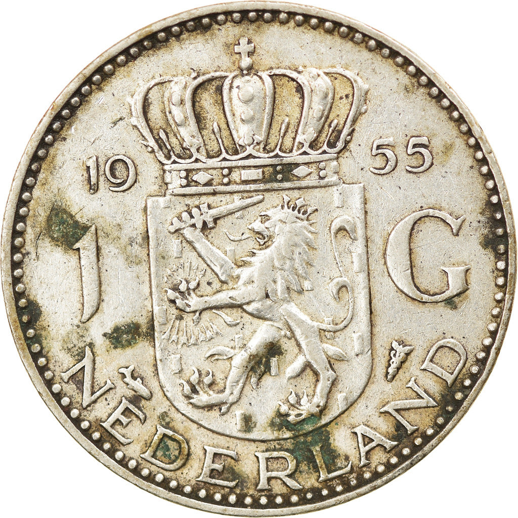 Coin, Netherlands, Juliana, Gulden, 1955, VF(30-35), Silver, KM:184