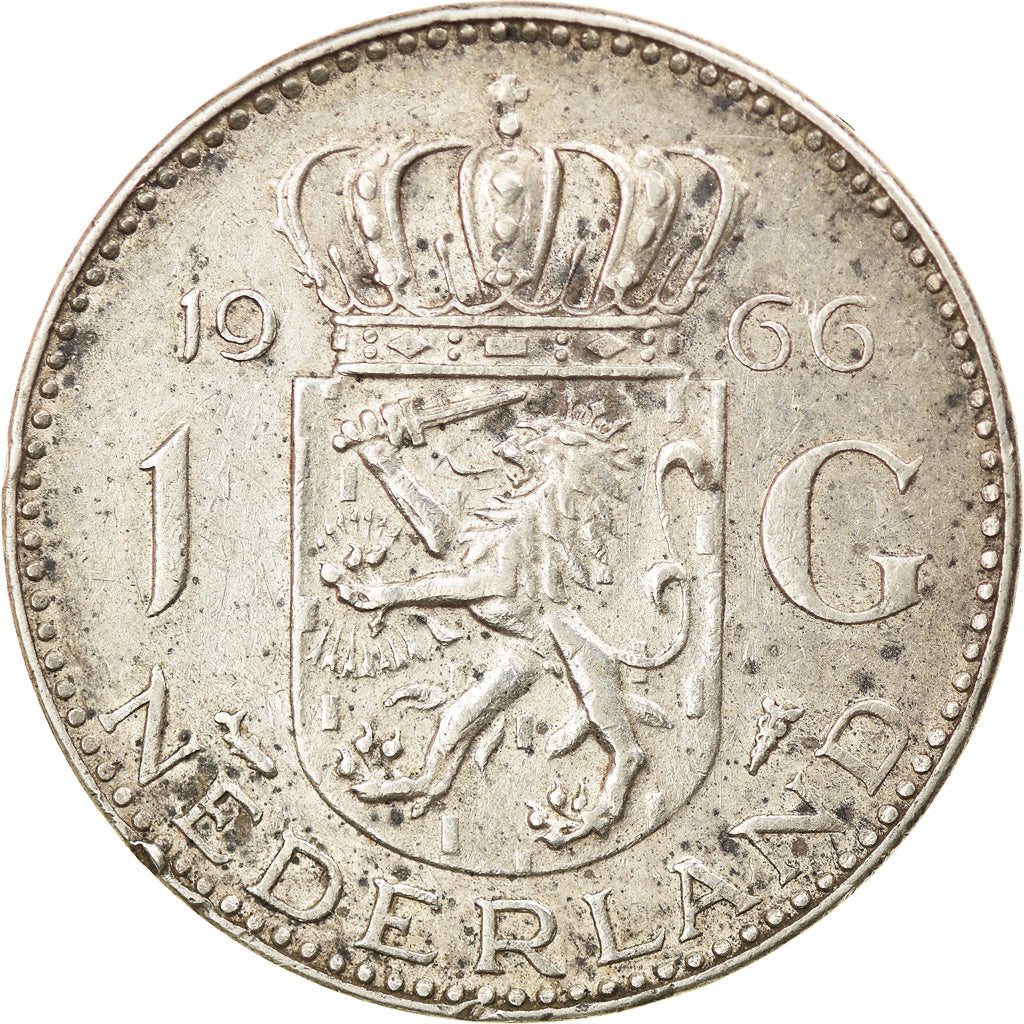 Coin, Netherlands, Juliana, Gulden, 1966, EF(40-45), Silver, KM:184