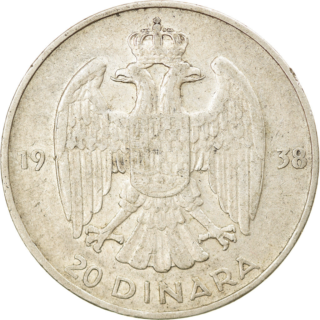 Coin, Yugoslavia, Petar II, 20 Dinara, 1938, VF(30-35), Silver, KM:23