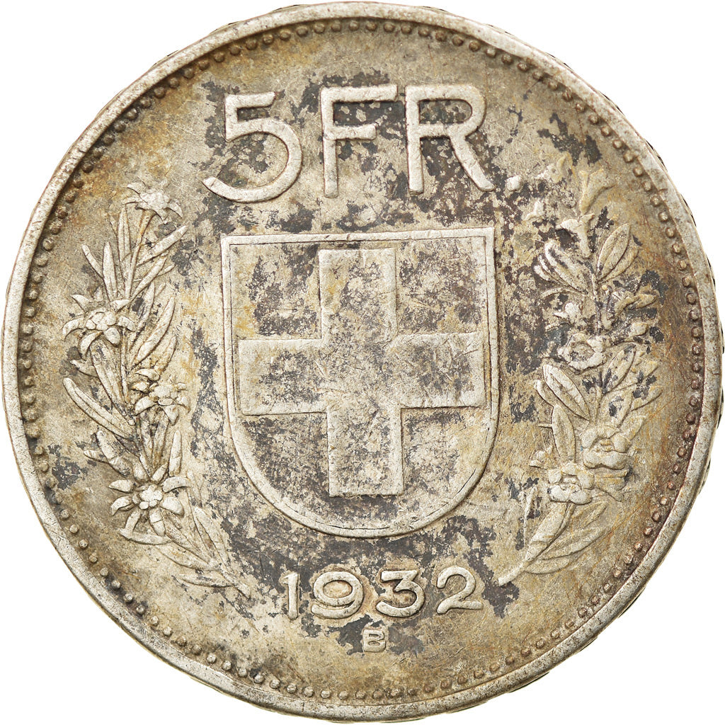Coin, Switzerland, 5 Francs, 1932, Bern, VF(30-35), Silver, KM:40