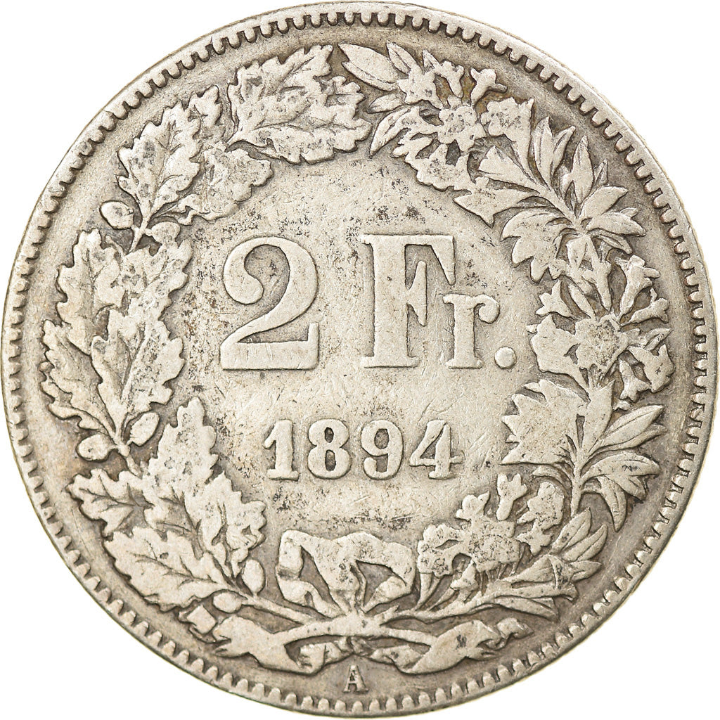 Monnaie, Suisse, 2 Francs, 1894, Paris, TB+, Argent, KM:21