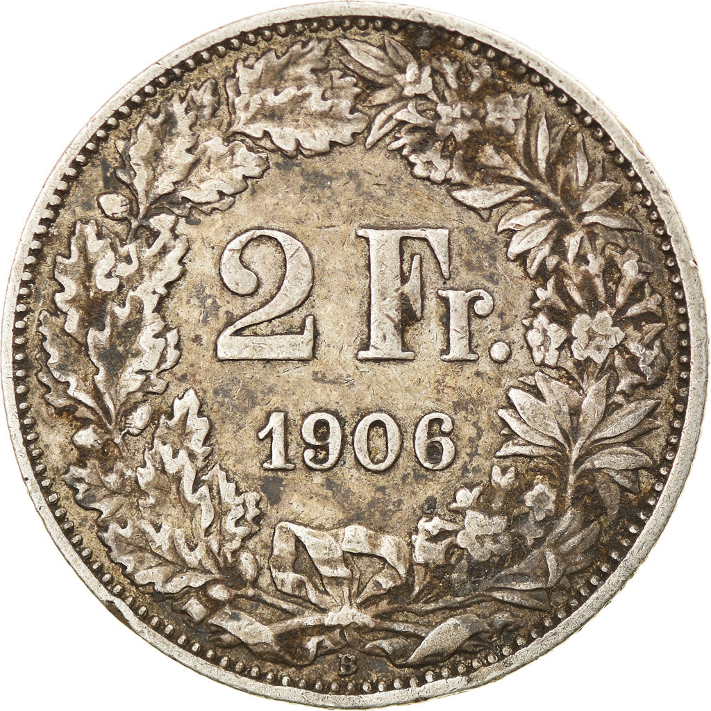 Coin, Switzerland, 2 Francs, 1906, Bern, EF(40-45), Silver, KM:21