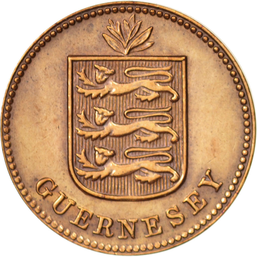 Guernsey, Double, 1933, Heaton, Birmingham, AU(50-53), Bronze, KM:11