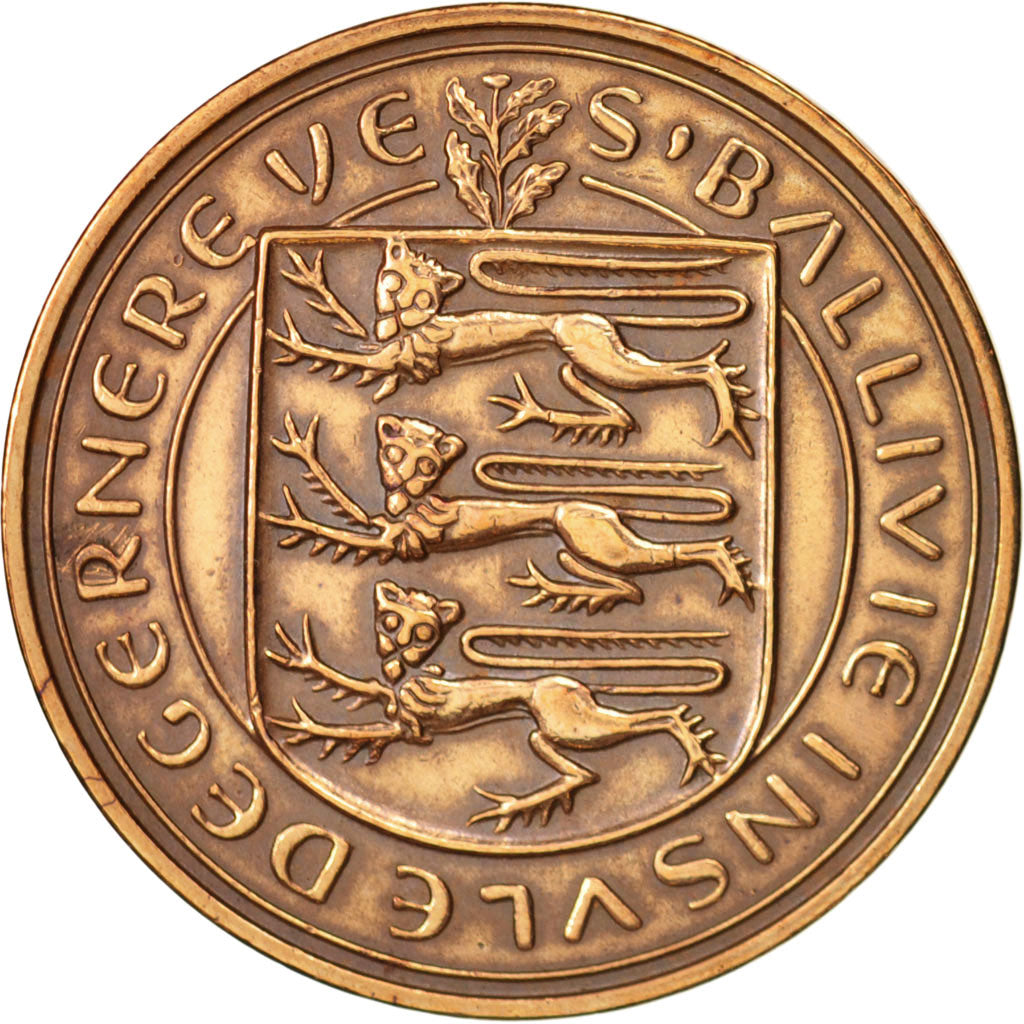 Guernsey, Elizabeth II, 8 Doubles, 1956, AU(50-53), Bronze, KM:16