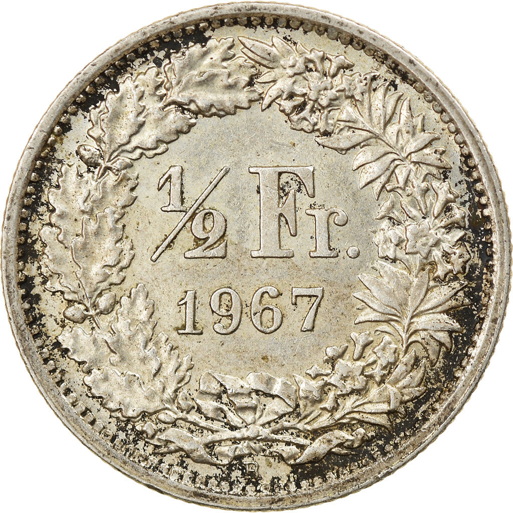 Coin, Switzerland, 1/2 Franc, 1967, Bern, EF(40-45), Silver, KM:23