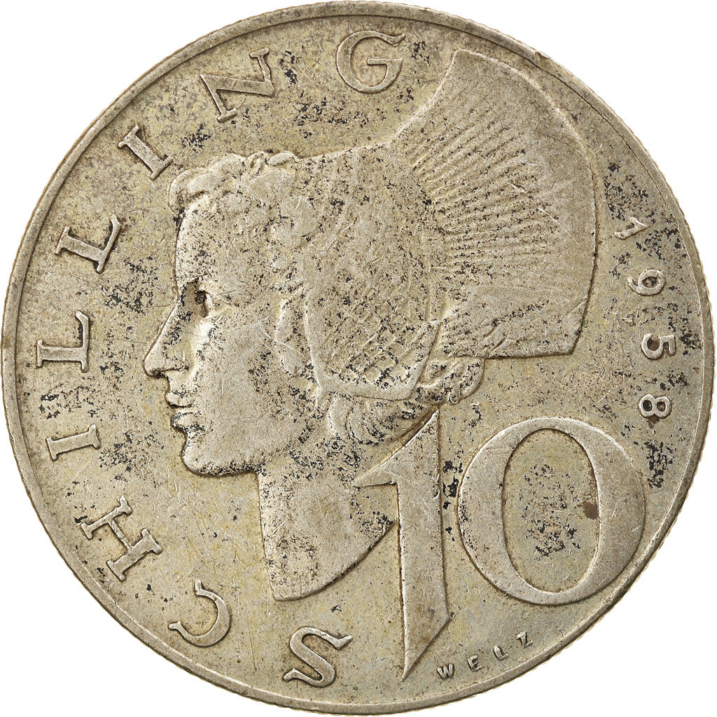 Moneta, Austria, 10 Schilling, 1958, MB+, Argento, KM:2882