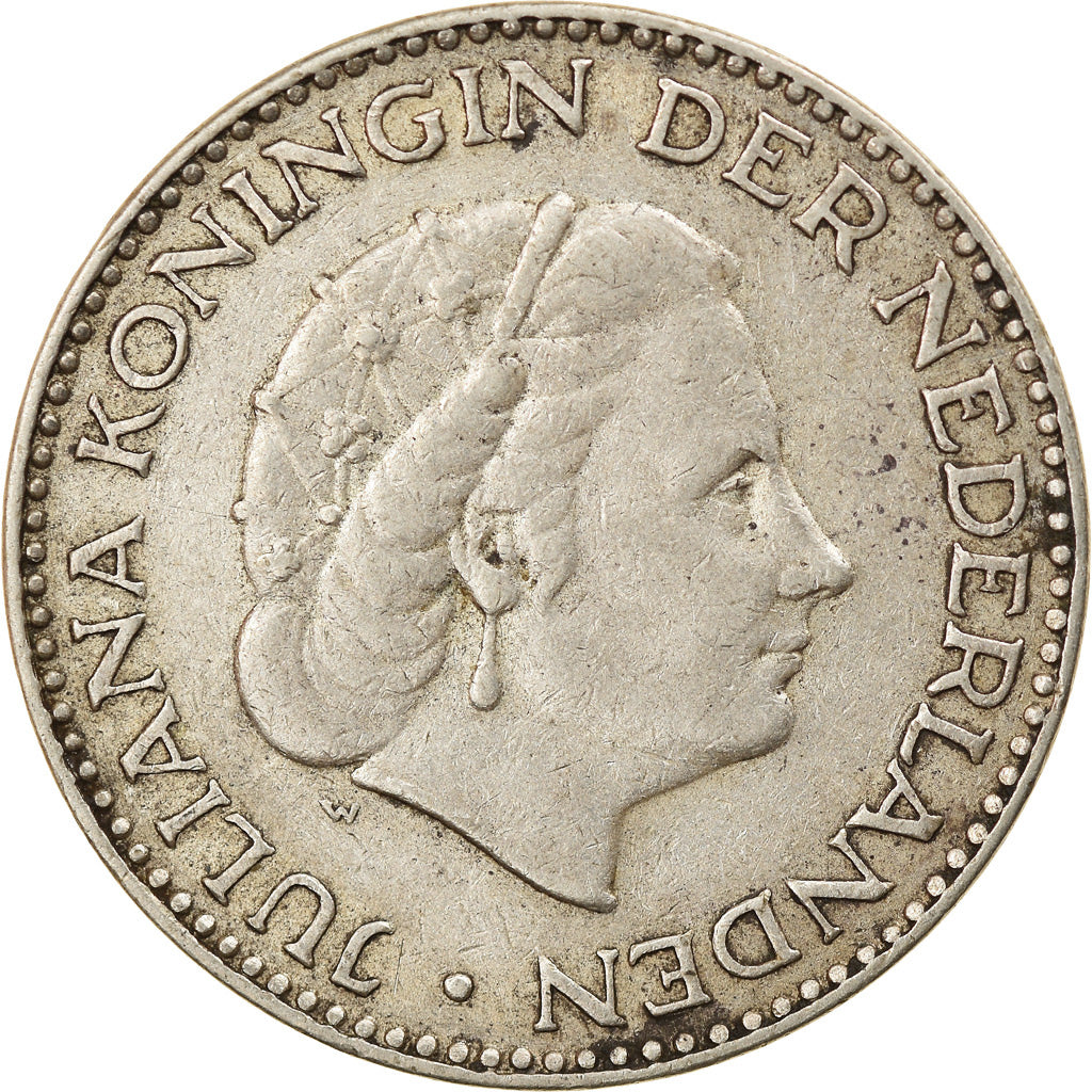 Coin, Netherlands, Juliana, Gulden, 1954, EF(40-45), Silver, KM:184
