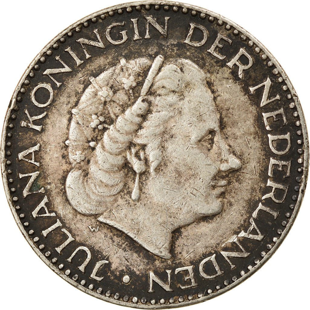 Coin, Netherlands, Juliana, Gulden, 1954, EF(40-45), Silver, KM:184