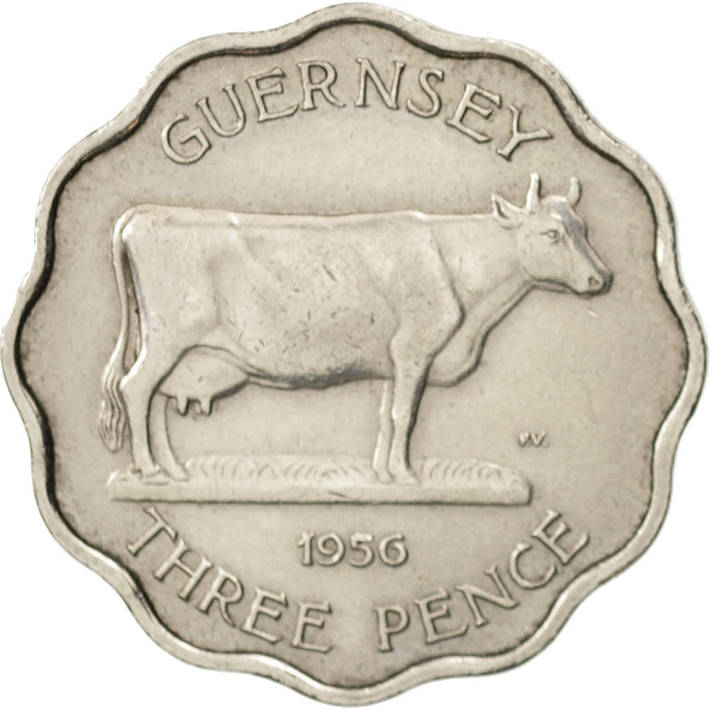 Guernsey, Elizabeth II, 3 Pence, 1956, TTB+, Copper-nickel, KM:17