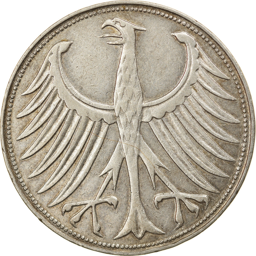 Coin, GERMANY - FEDERAL REPUBLIC, 5 Mark, 1951, Hambourg, EF(40-45), Silver