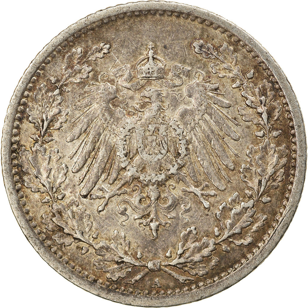 Coin, GERMANY - EMPIRE, 1/2 Mark, 1913, Berlin, EF(40-45), Silver, KM:17