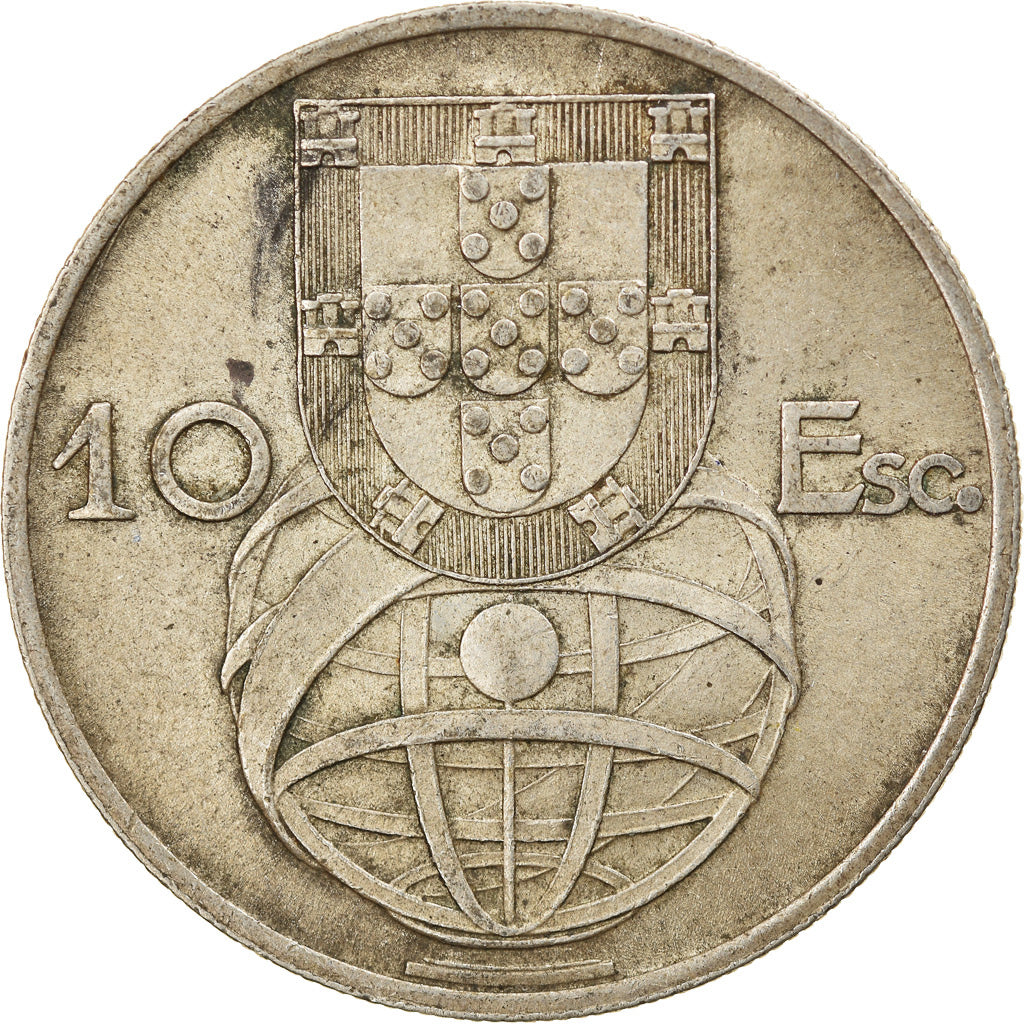 Coin, Portugal, 10 Escudos, 1954, EF(40-45), Silver, KM:586