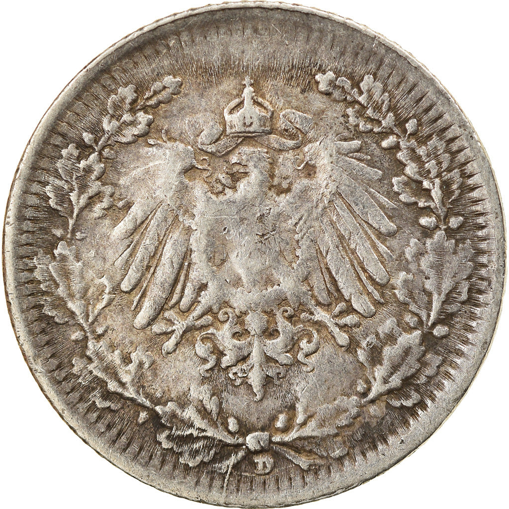 Coin, GERMANY - EMPIRE, 1/2 Mark, 1919, Munich, EF(40-45), Silver, KM:17
