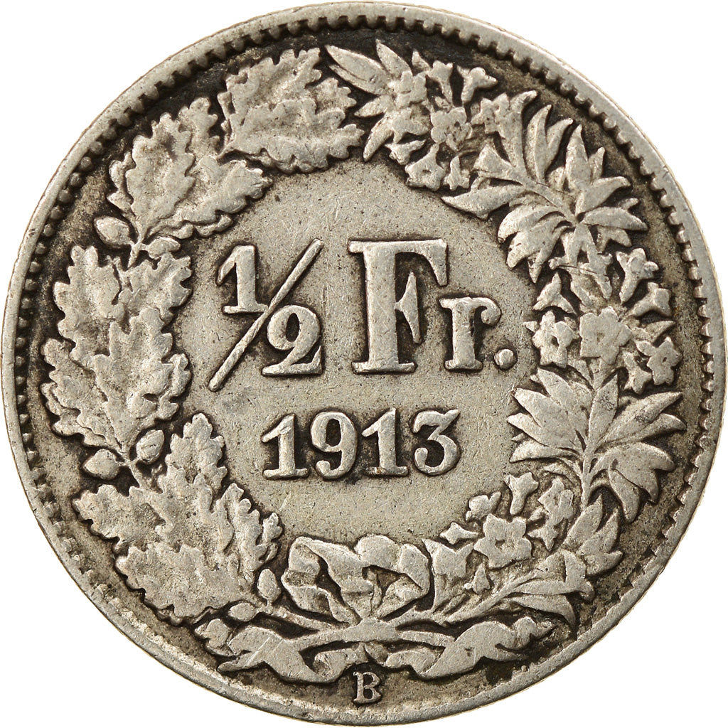 Coin, Switzerland, 1/2 Franc, 1913, Bern, VF(30-35), Silver, KM:23