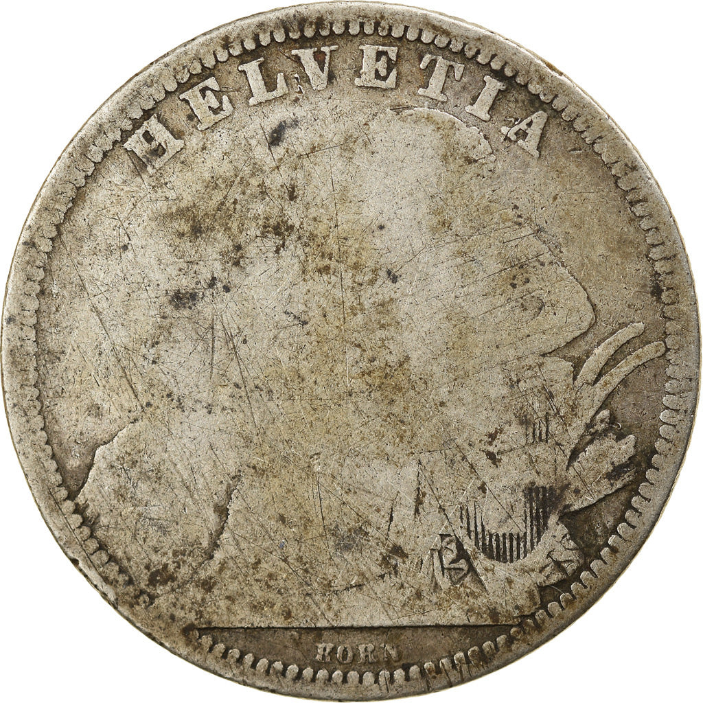 Coin, Switzerland, Franc, 1861, Bern, F(12-15), Silver, KM:9a