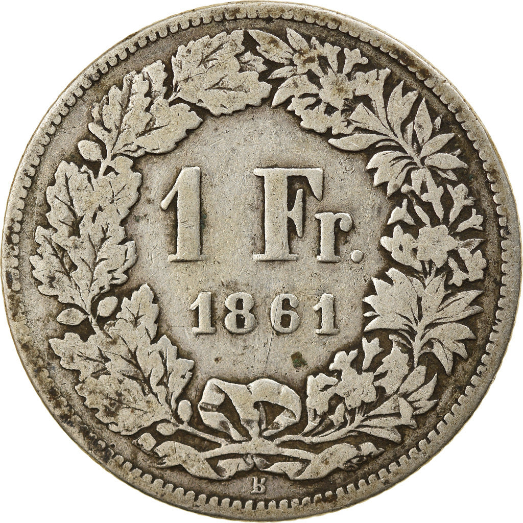 Coin, Switzerland, Franc, 1861, Bern, F(12-15), Silver, KM:9a