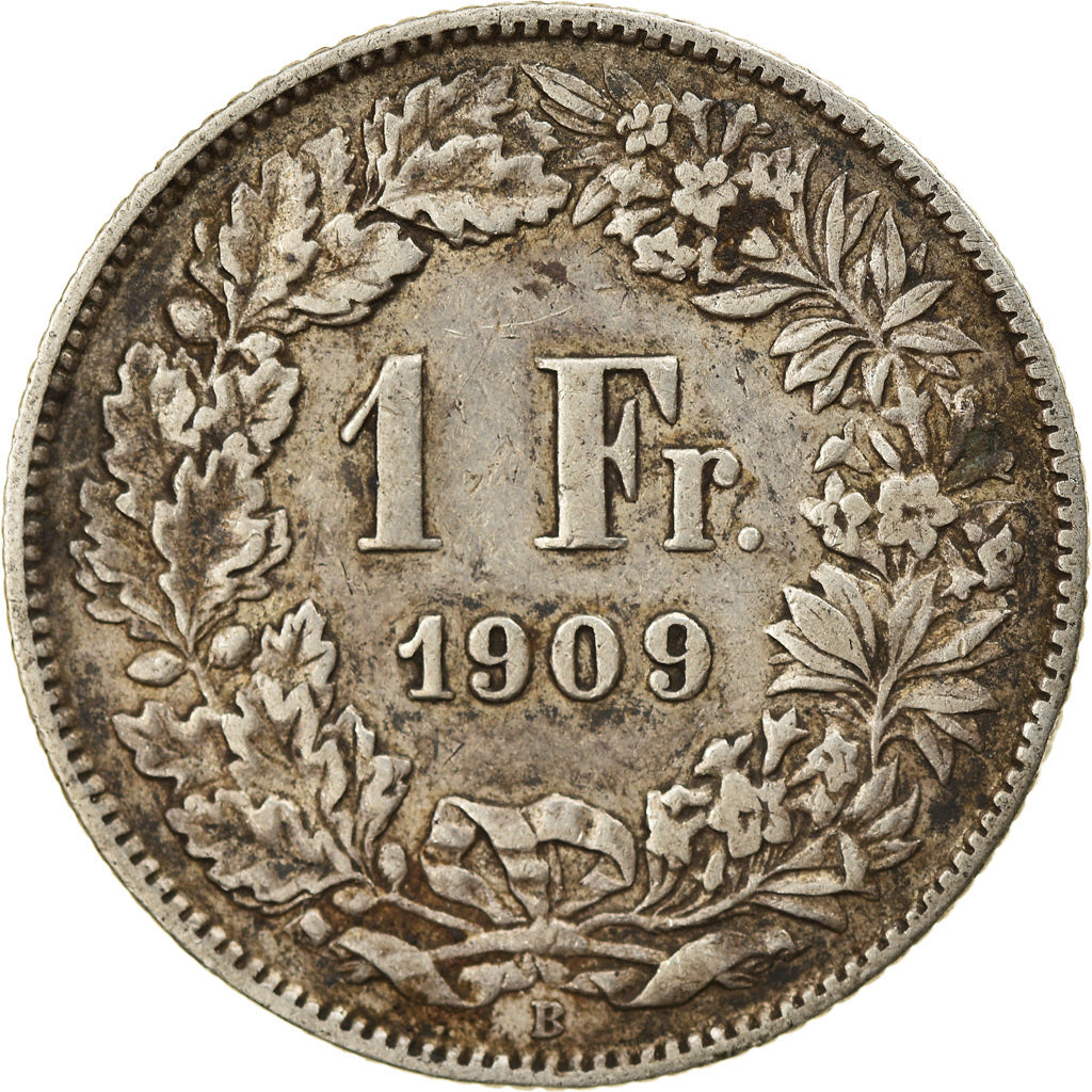 Coin, Switzerland, Franc, 1909, Bern, EF(40-45), Silver, KM:24