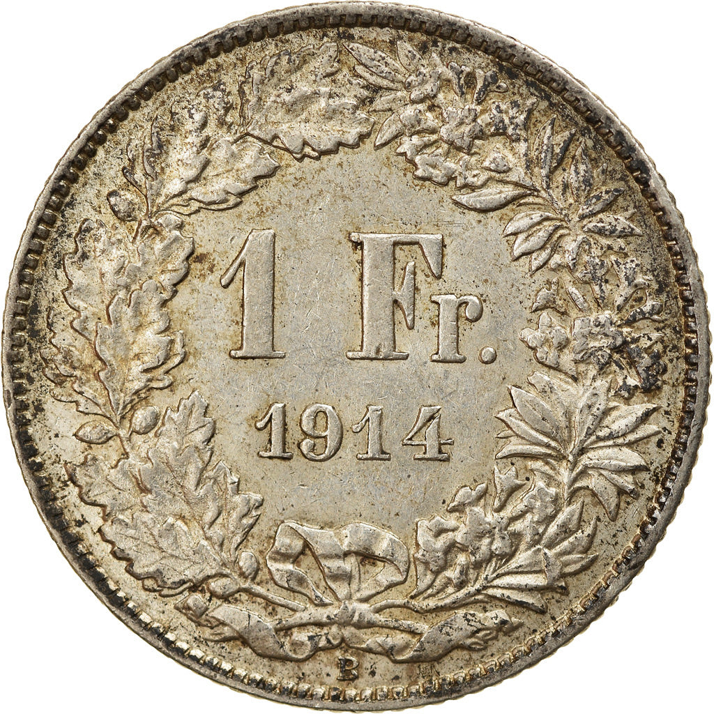 Coin, Switzerland, Franc, 1914, Bern, AU(50-53), Silver, KM:24