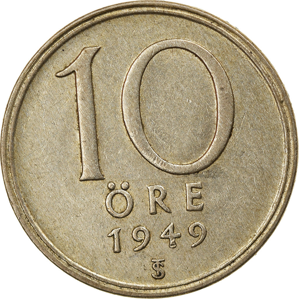 Moneta, Szwecja, Gustaf V, 10 Öre, 1949, EF(40-45), Srebro, KM:813