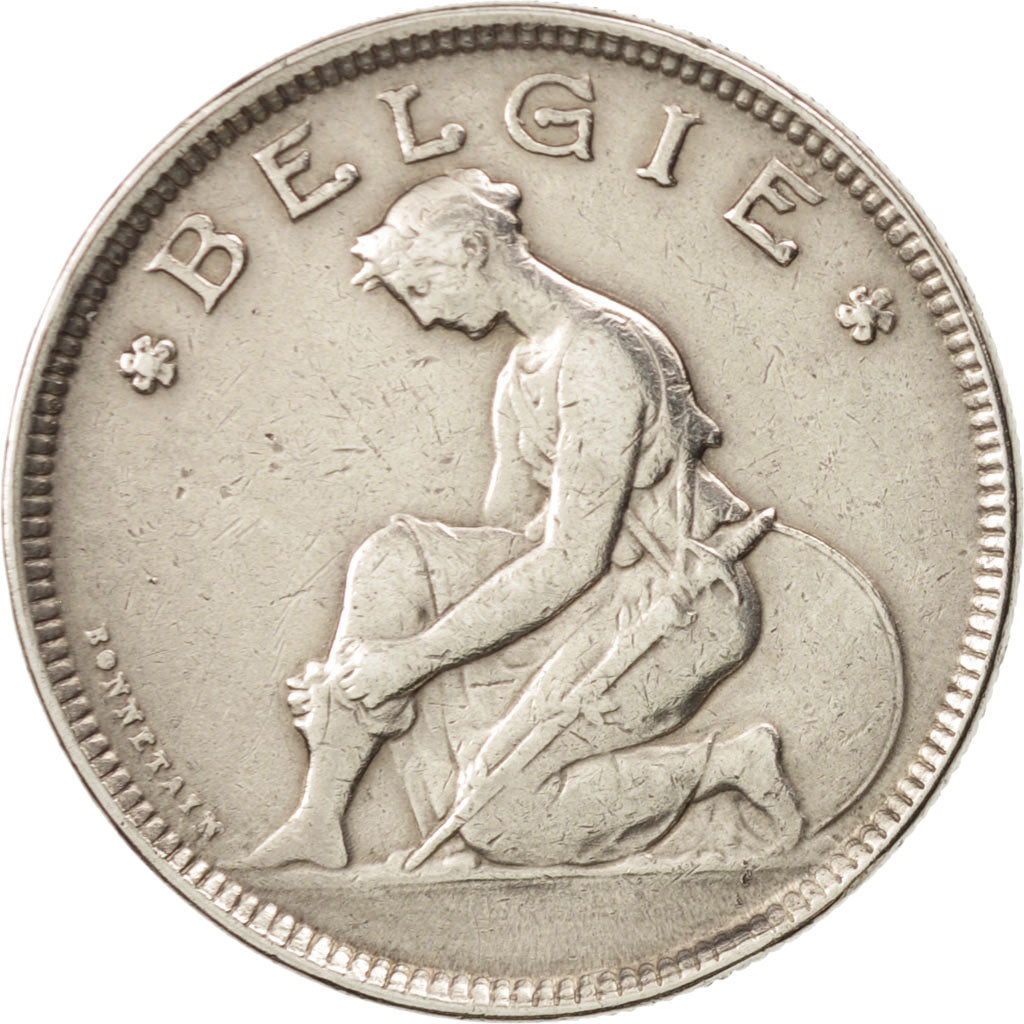 Belgium, 2 Francs, 2 Frank, 1923, AU(50-53), Nickel, KM:92