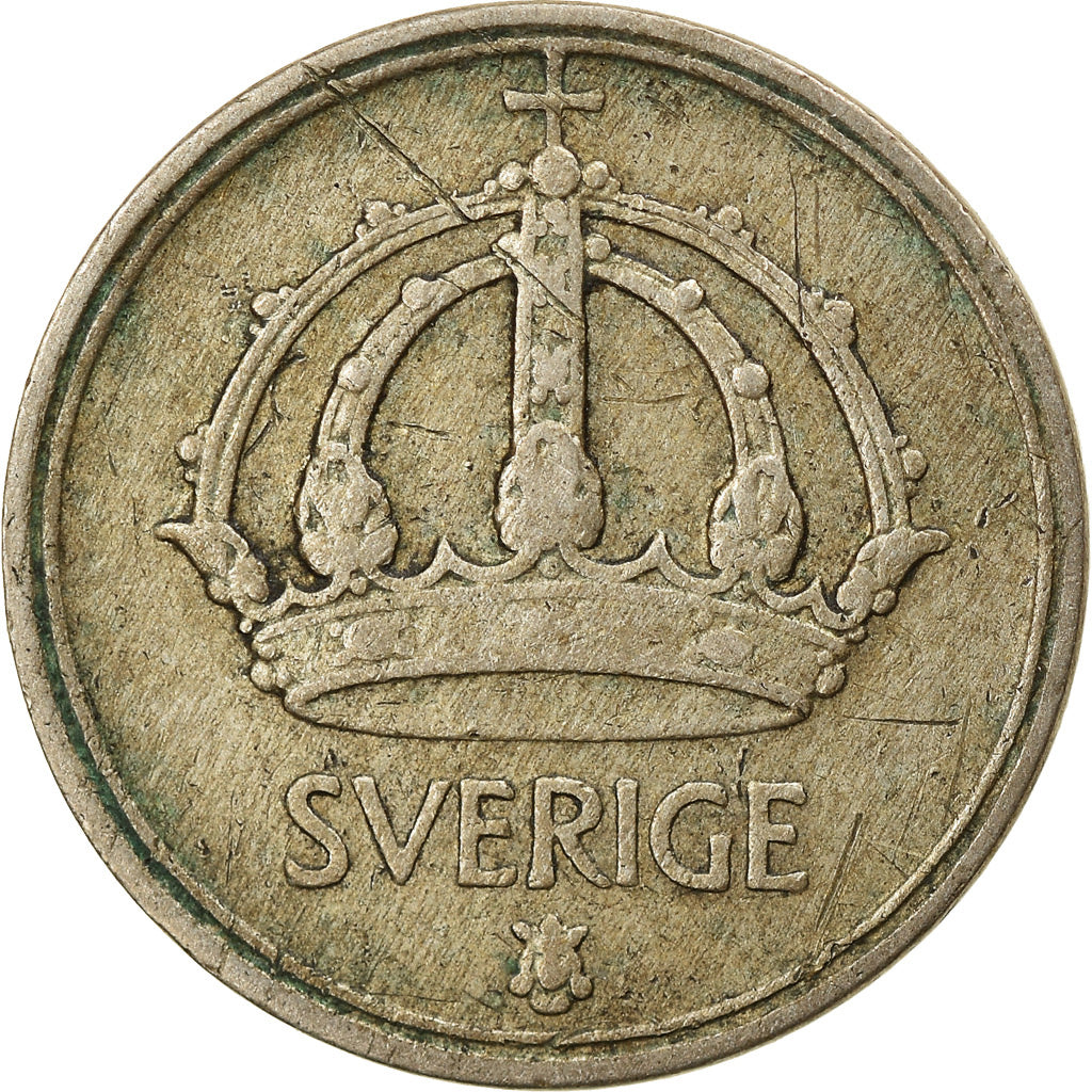 Munten, Zweden, Gustaf V, 10 Öre, 1950, FR+, Zilver, KM:813