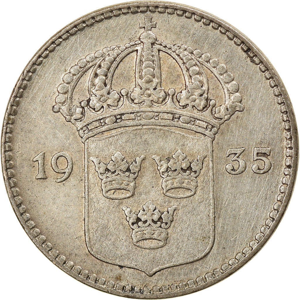 Coin, Sweden, Gustaf V, 10 Öre, 1935, EF(40-45), Silver, KM:780